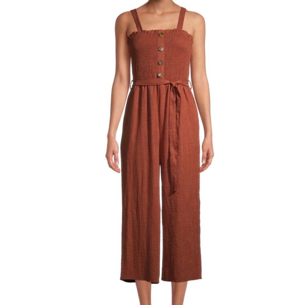 No Boundaries Juniors' Smocked Jumpsuit